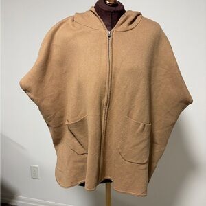 Women's Tan Hooded Cape Jacket